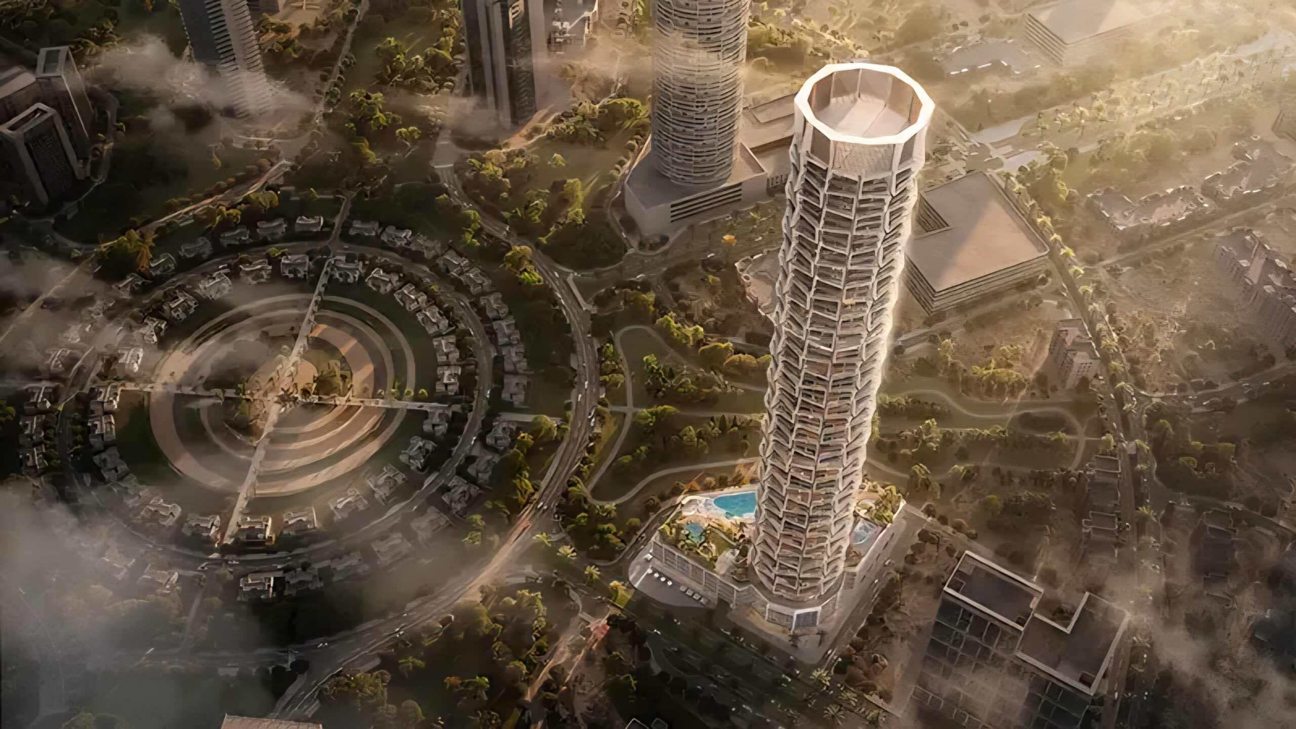 Binghatti Circle JVC Dubai exterior view of the tower