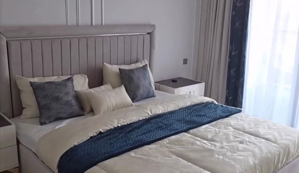 Fully furnished duplex apartment in JVC living room with modern design